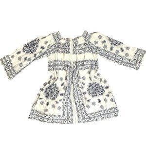 Zara Trafaluc Mini Dress Tunic Shirt Cotton Blend Women's White And Blue Size S